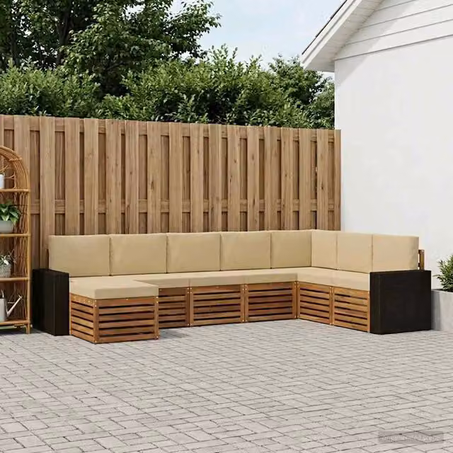 Set di divani da esterno 8 pz Naturale e Beige 3384724