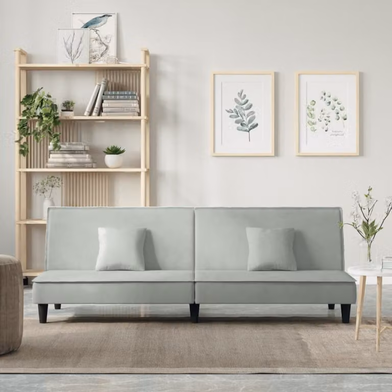 Divano Letto Click Clack vidaXL in Velluto Grigio con Cuscini, Moderno e Regolabile per il tuo Soggiorno, L/P/H: 200 x 140 x 70 cm