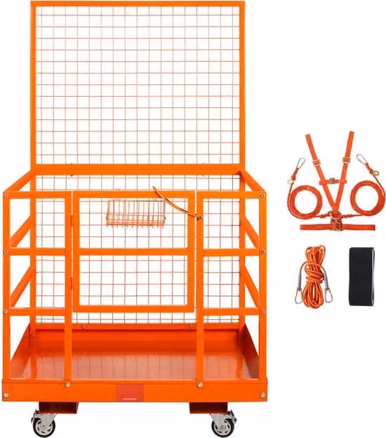 Carrello di lavoro in acciaio MERKLOOS arancione con protezione per il viso e capacità di carico 635 kg, L: 114,3 cm, P: 109,2 cm, H: 203,2 cm
