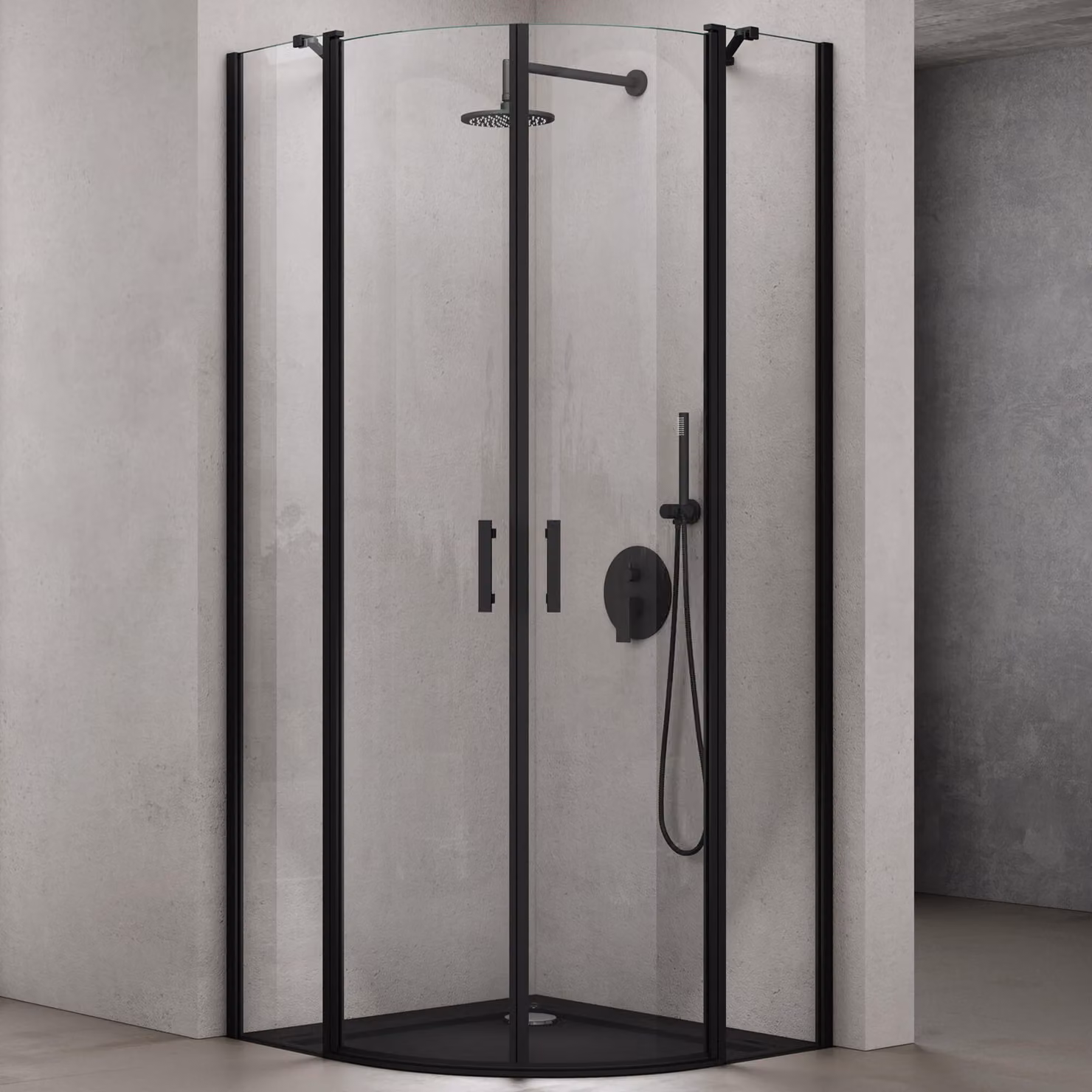 doporro Box Doccia 100x100cm con Piatto Doccia, Altezza: 195cm, Cabina Bagno con Porta Doppia Vetro di Sicurezza ESG Vetro Trasparente Ravenna52, Nero