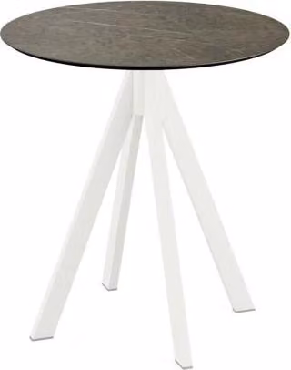 Infinity - Tavolo da patio, struttura bianca + piano in HPL effetto marmo Midnight, Ø70 cm, 1 pezzo
