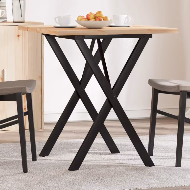 vidaXL Tavolo da Pranzo Quadrato in Legno di Pino e Acciaio con Telaio a X, Marrone, L/P/H: 70 x 70 x 75,5 cm