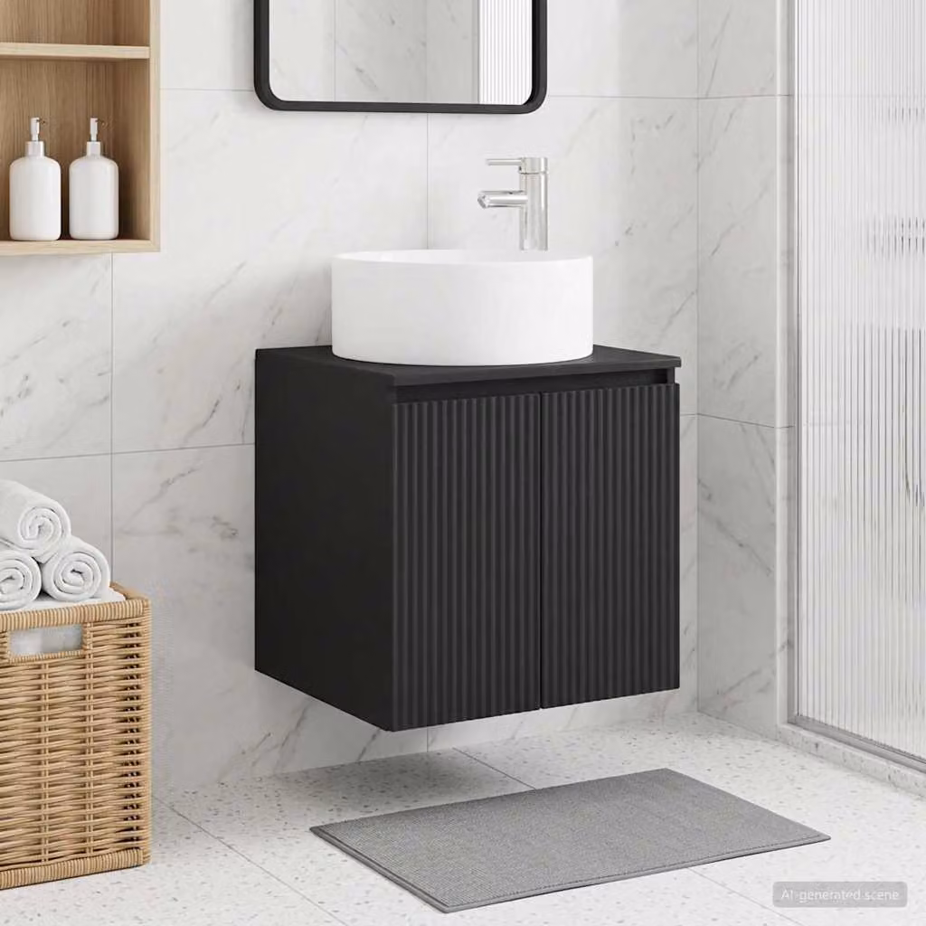 Mobile lavabo da parete vidaXL Nero opaco L: 49,5 cm, P: 44,5 cm, H: 65,5 cm