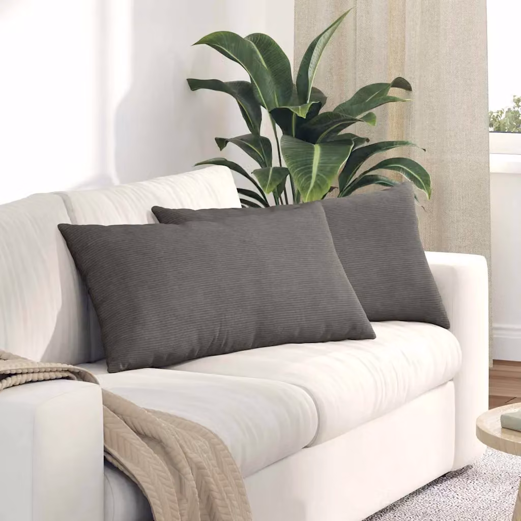 Set di 2 cuscini da divano vidaXL in velluto a coste grigio, L 80 cm x P 40 cm
