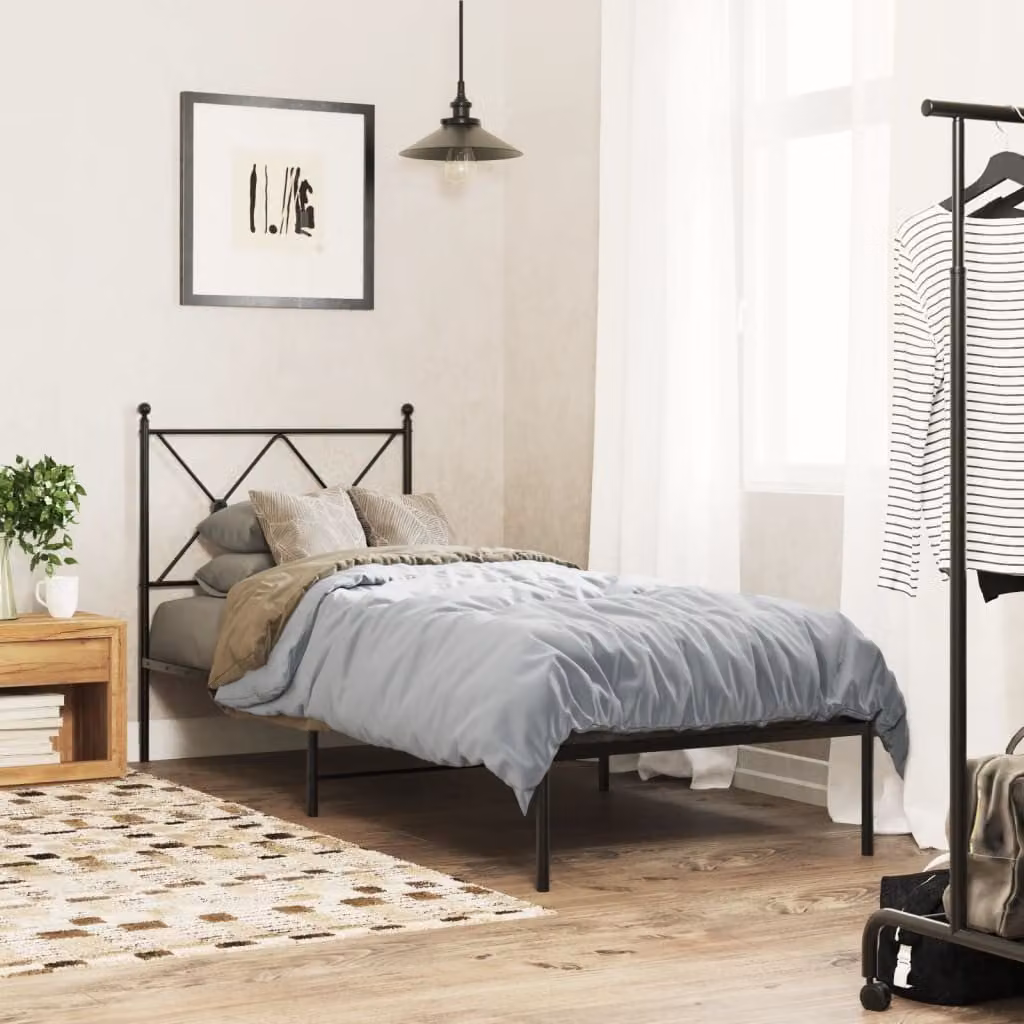 vidaXL Giroletto con Testiera in Metallo Nero L: 80 cm, P: 190 cm