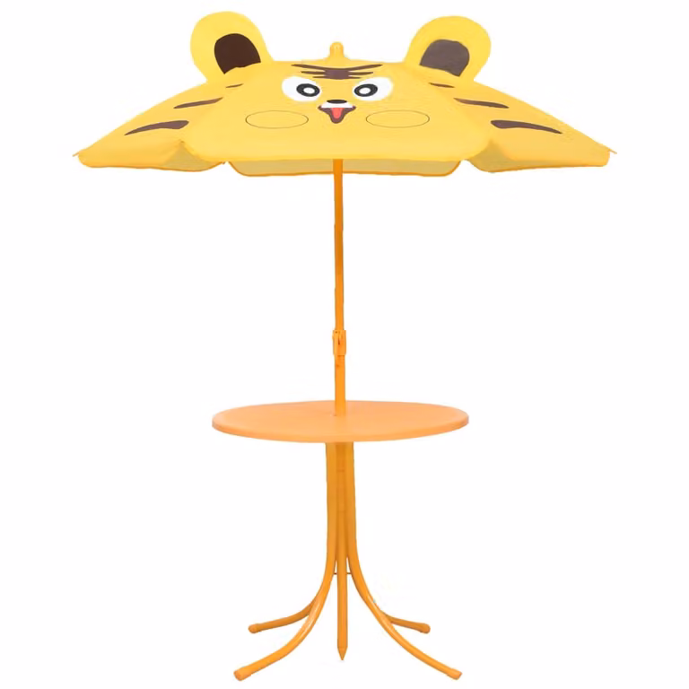 set bistrot da giardino per bambini da 3 pezzi con ombrellone giallo