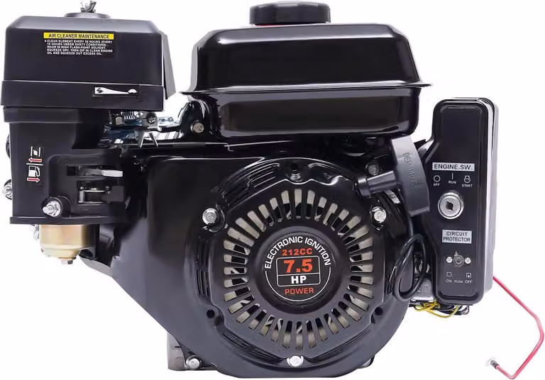 Motore a benzina - 7,5 CV 210 cm³ 4 tempi con avviamento elettrico - Monocilindrico - Per compressori, scarificatori, tosaerba, go-kart - Nero