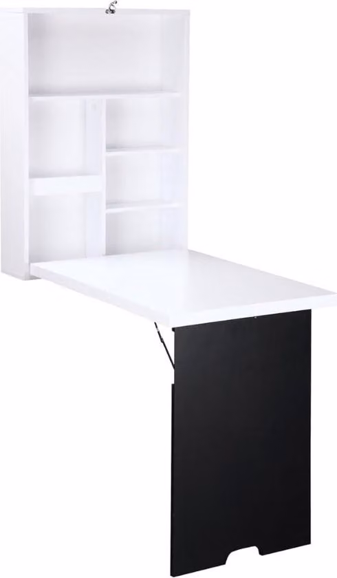 Scrivania pieghevole con lavagna, scrivania pieghevole per computer, tavolo da pranzo, MDF, bianco 88,5 x 60 x 146,5 cm, tavolo da parete