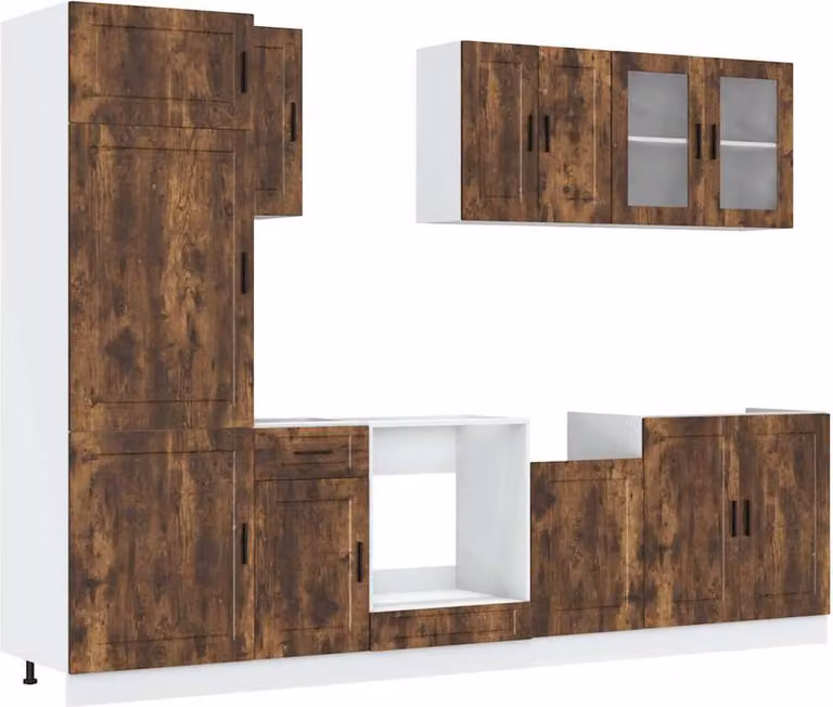 Set Mobili da Cucina 8 pz Porto Rovere Fumo Legno Multistrato