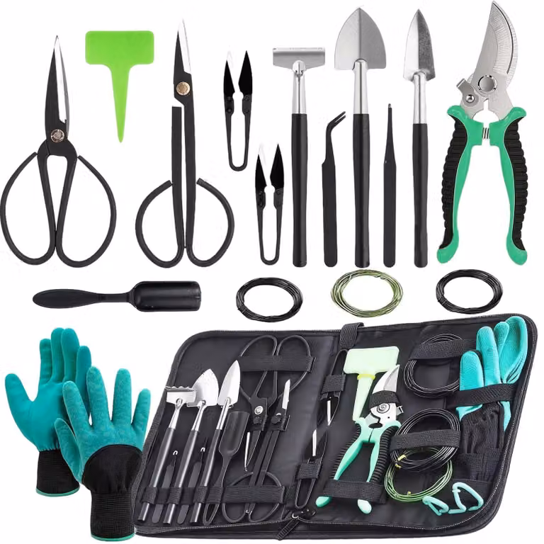Set di 24 utensili per bonsai, ideale per principianti
