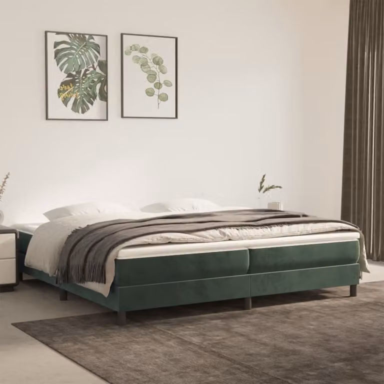 The Living Store Box spring bed verde scuro 200x200 cm in velluto