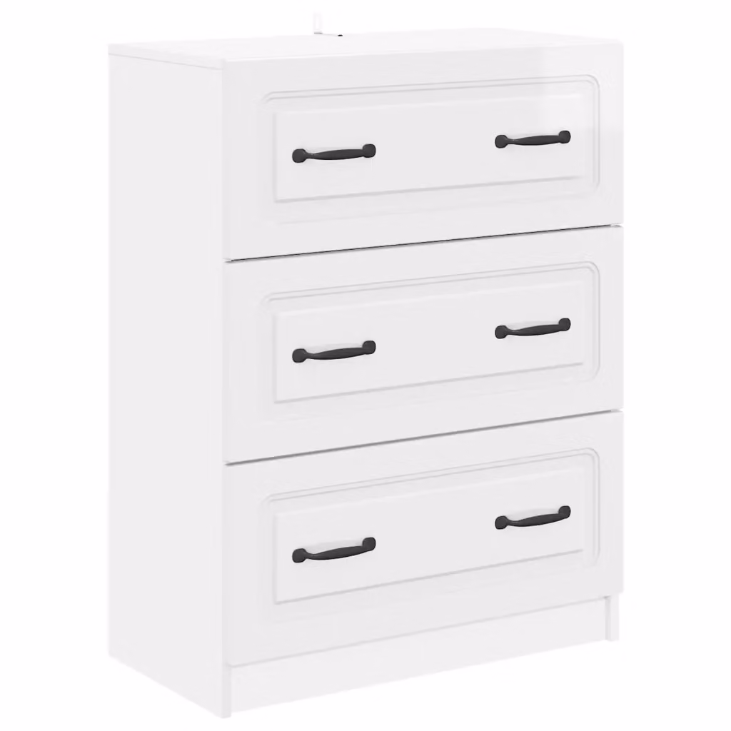 Mobile con Cassetti Moderno vidaXL in MDF Bianco Lucido L: 66 cm, P: 34,5 cm, H: 87 cm – 2