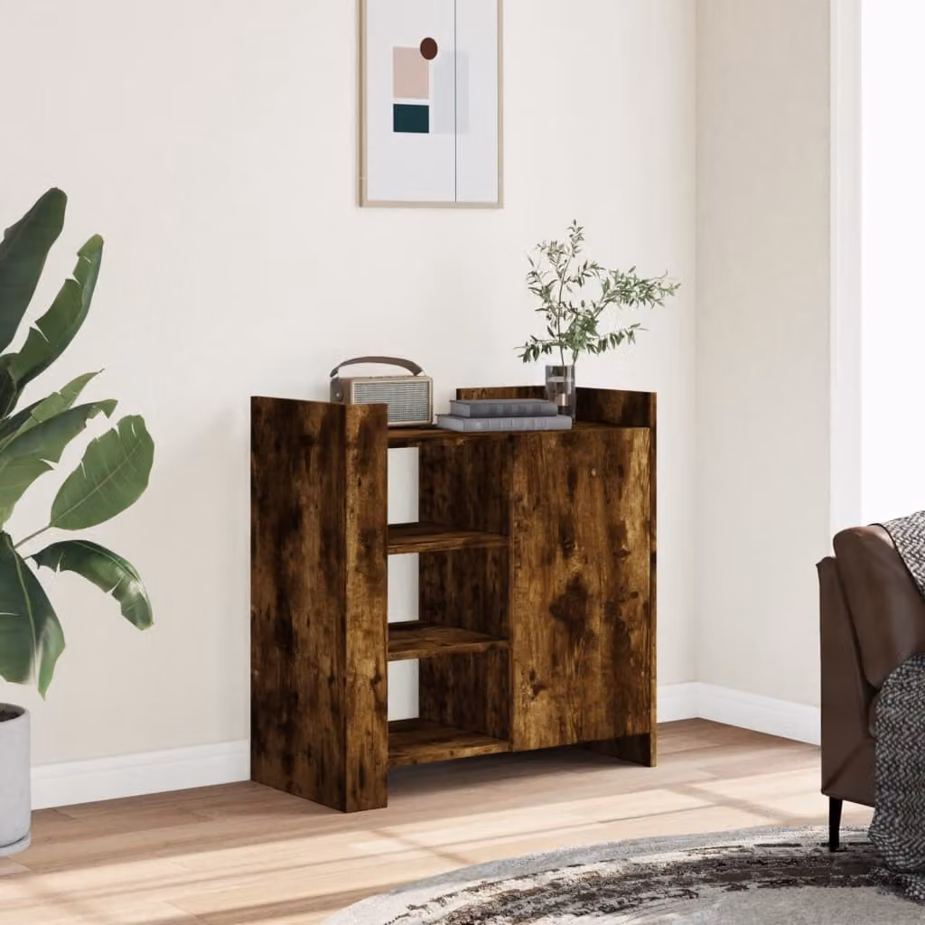 Credenza vidaXL in Rovere Fumo e Legno Multistrato, L 73,5 cm x P 35 cm x H 75 cm