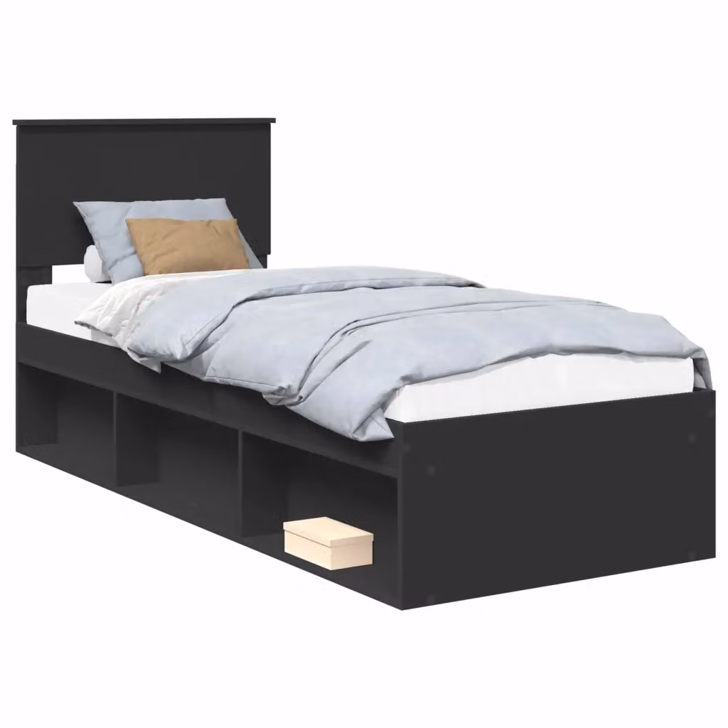 Struttura letto con testiera vidaXL in pino massello nero L/P/H: 190 x 80 x 78 cm – 2