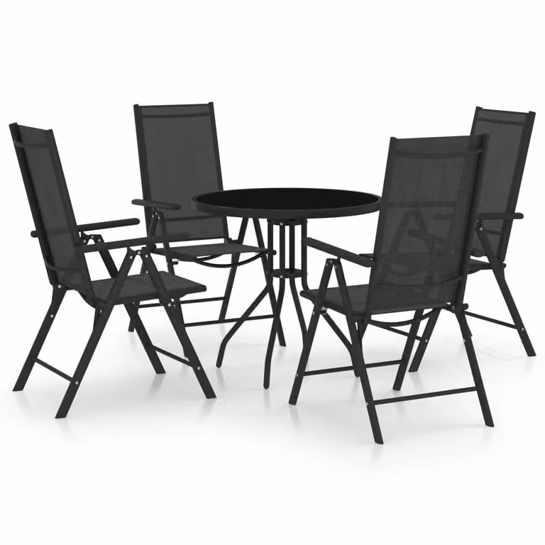 vidaXL Set da pranzo da giardino 5 pezzi in alluminio e textilene nero