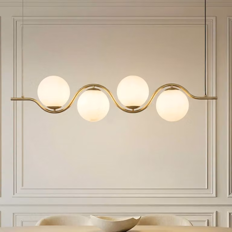 Lampada a sospensione Isandro Lucande, dimmerabile, Bianco / Opale, Soggiorno / Sala da pranzo, Vetro, Design, Lampada a sospensione
