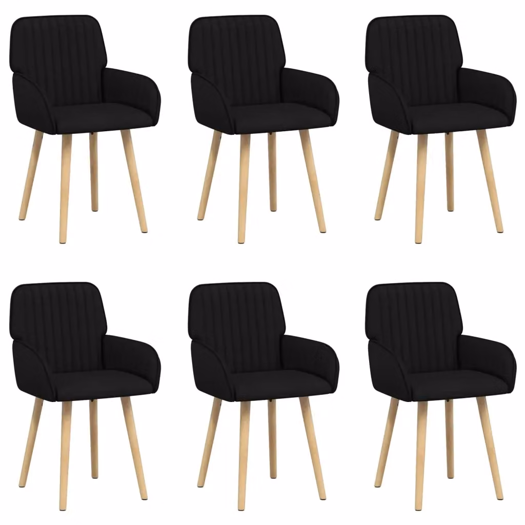 Set di 6 sedie da pranzo moderne vidaXL in tessuto nero e legno, L: 56,5 cm, P: 50 cm, H: 87,5 cm – 2