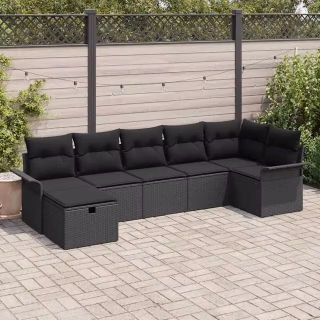 Set Divano da Giardino 7 pz Poly Rattan 3360234
