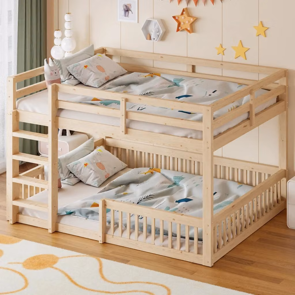 Letto a castello Mivray a due livelli in legno e MDF colore beige L/P/H: 200 x 160 x 165 cm – 2