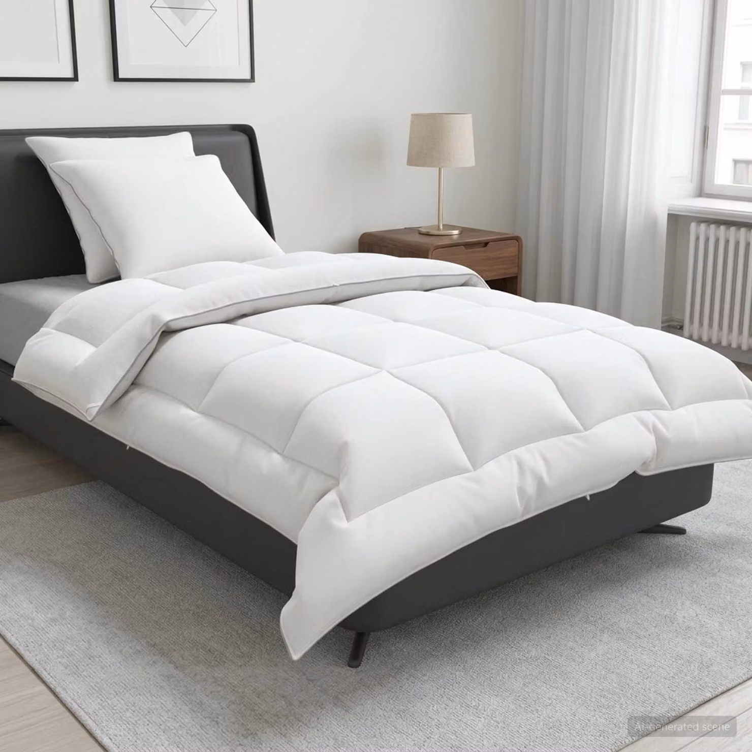 Set di piumone e cuscini 3 pz vidaXL 4 stagioni bianco, 350 GSM, L: 135 cm, L: 220 cm