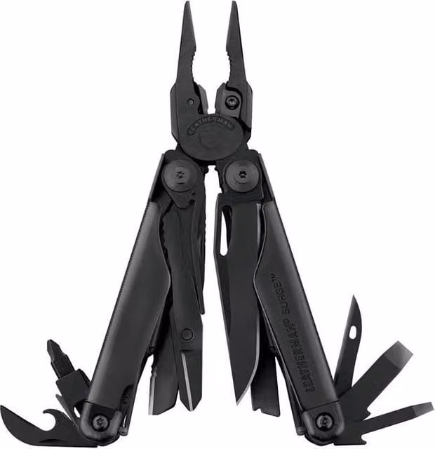 Leatherman Surge Pinza Multiuso con 21 Strumenti, Lama Liscia e Sega Sostituibile in Acciaio Inox, Colore Nero