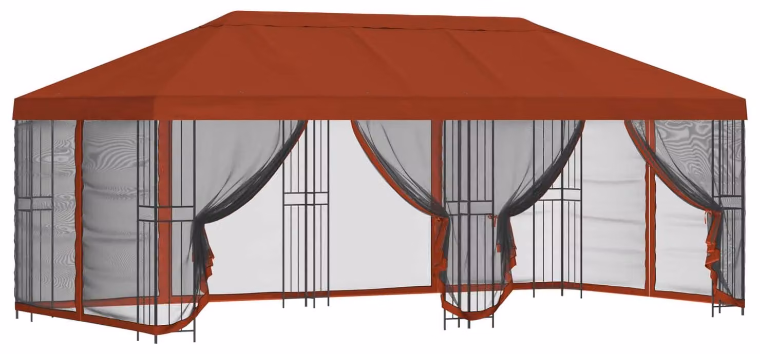 Gazebo con pareti laterali 6 x 3 m Terracotta