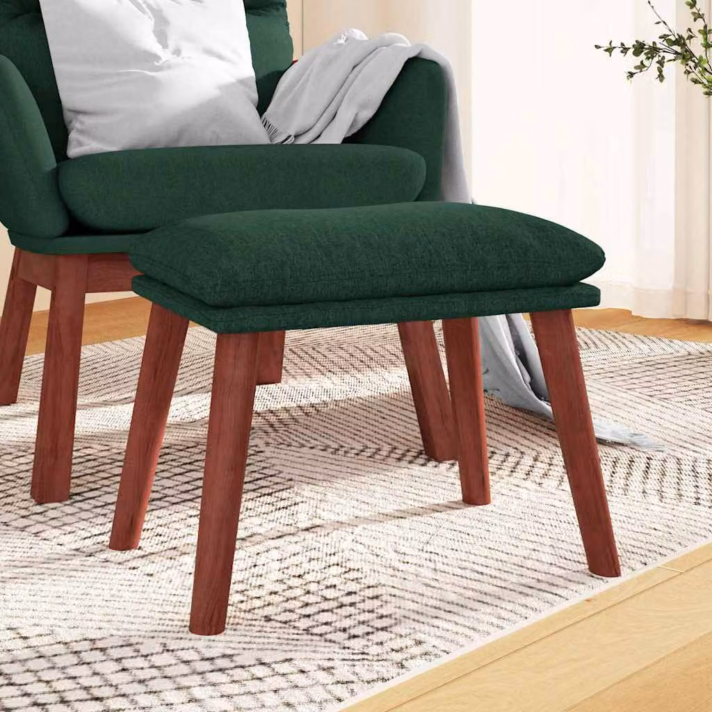 Poggiapiedi vidaXL in tessuto verde con struttura in legno, L 45 cm x P 29,5 cm x H 35 cm