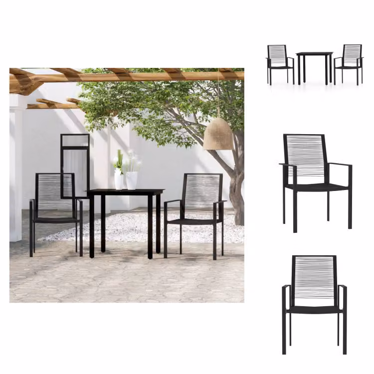 vidaXL Set da pranzo da giardino 3 pezzi nero - Set di mobili da giardino