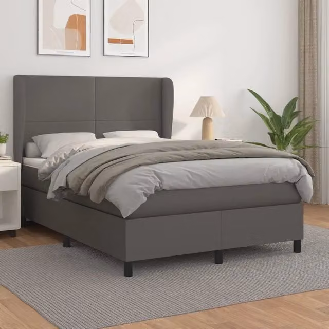 Giroletto a Molle con Materasso Grigio 140x190 cm in Similpelle 3128911