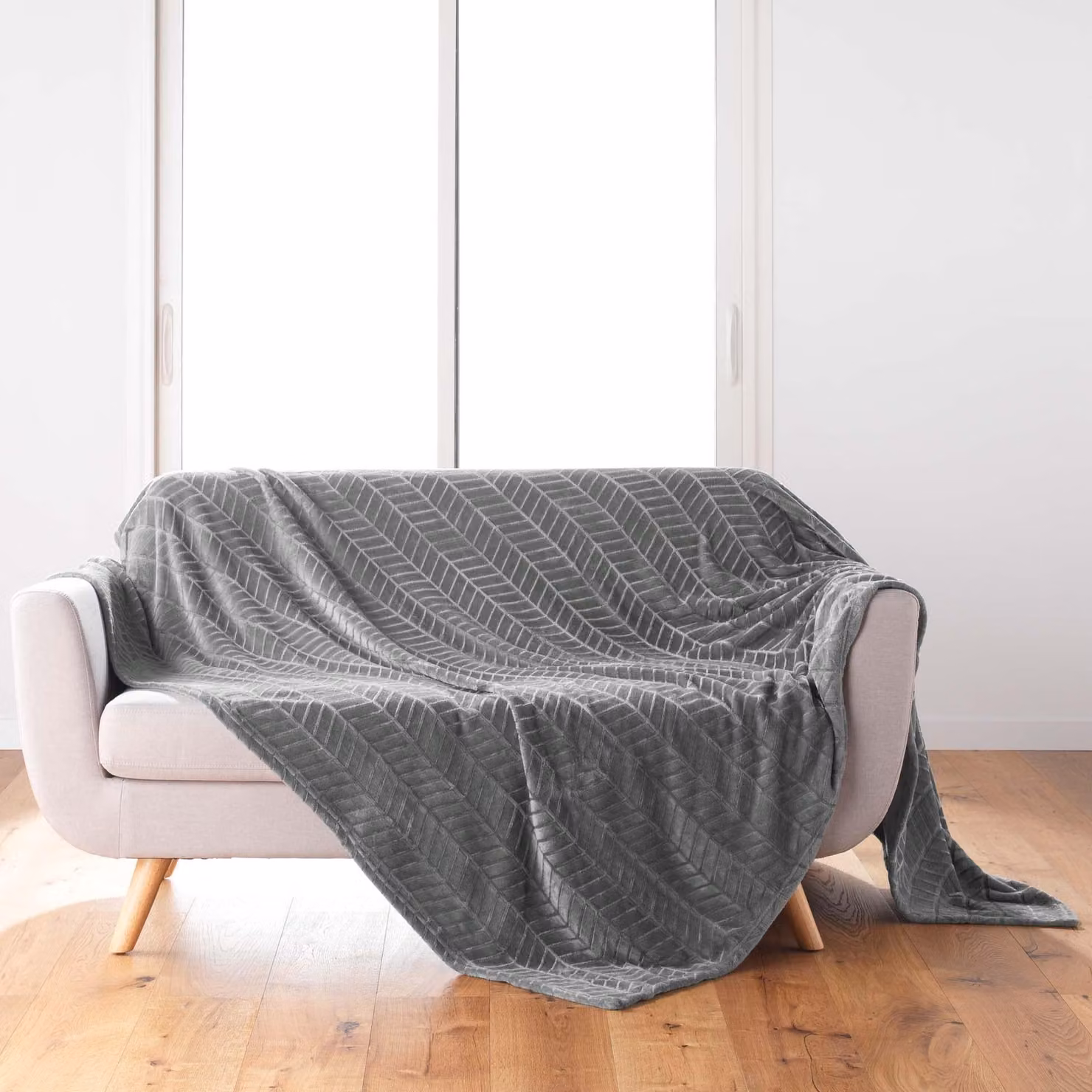 Piumone in flanella, dimensioni 180 x 220 cm, colore grigio
