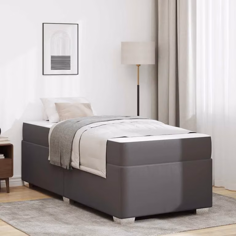 Struttura letto moderna vidaXL in tessuto grigio con doghe fisse L/P/H: 190 x 90 x 66 cm
