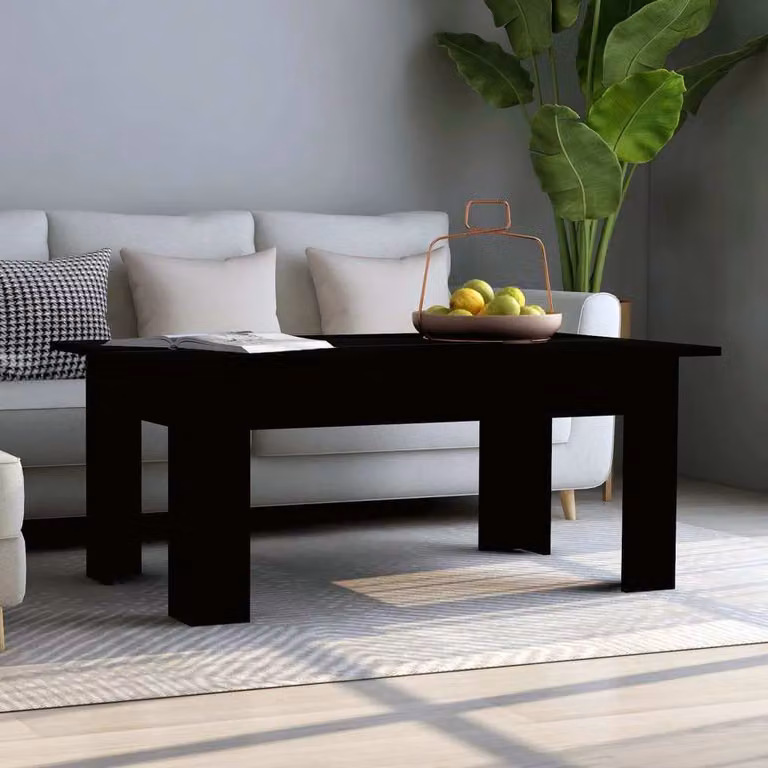 vidaXL Tavolino da Salotto Moderno Nero in Legno e MDF L: 100 cm, P: 60 cm, H: 42 cm