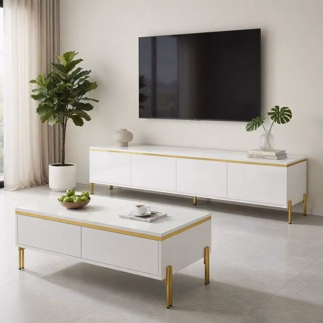 Cassettiera per TV bianca in truciolare lunghezza 170 cm