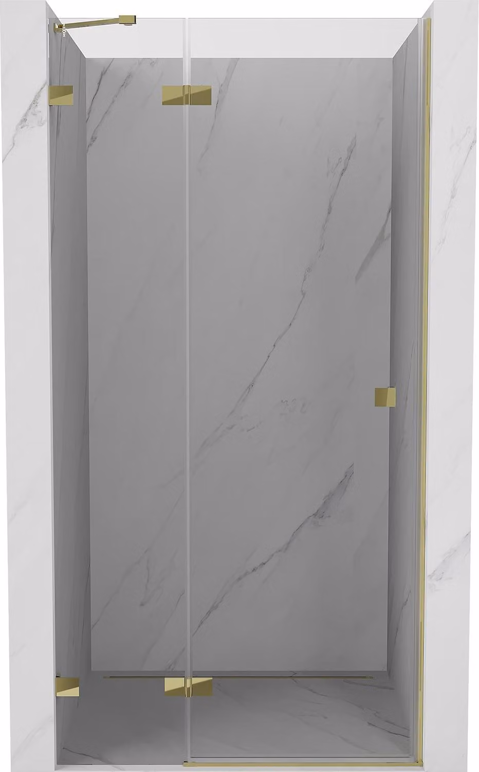 Mexen Lunar porta doccia battente sinistra 125 cm, trasparente, oro - 834-125-000-50-00-L
