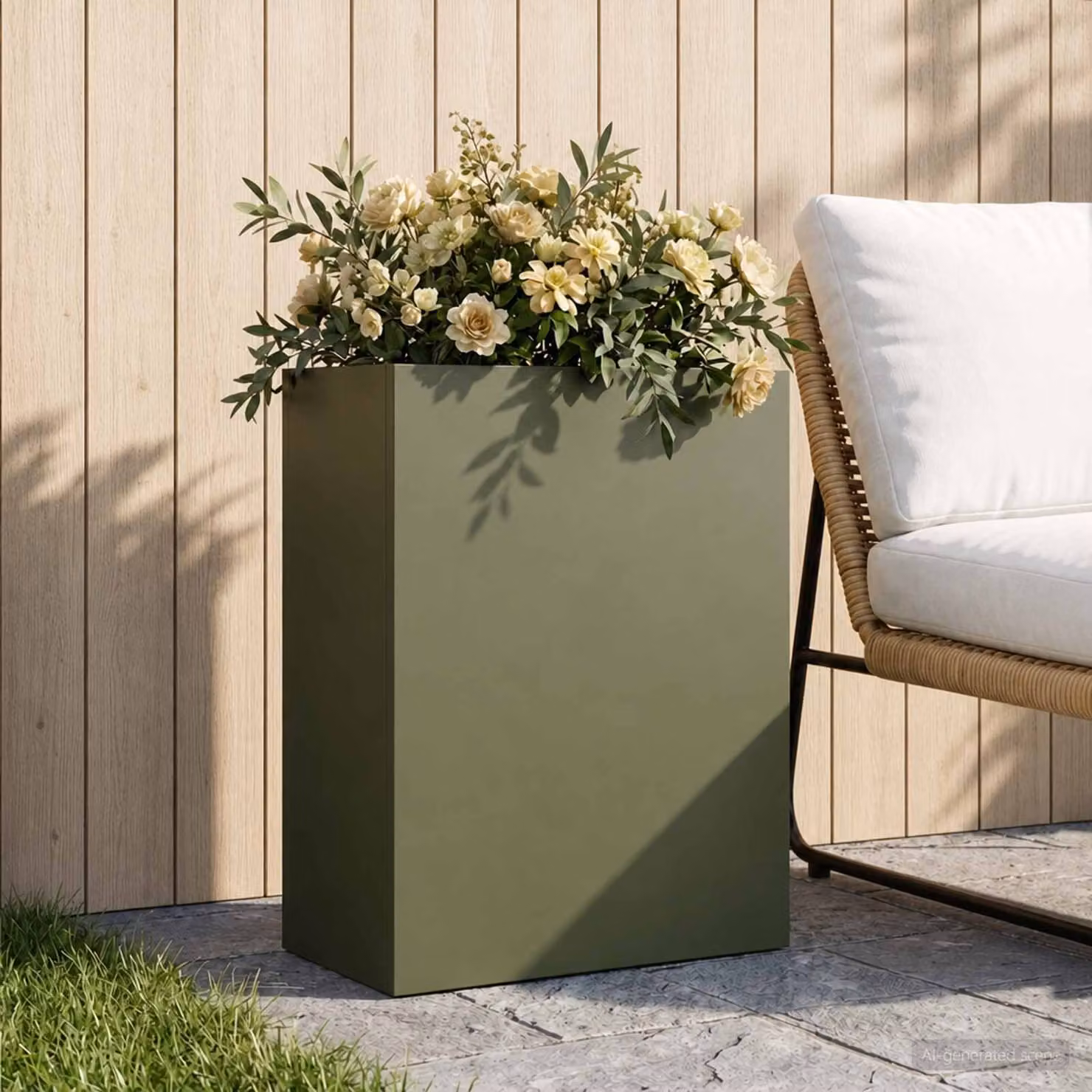 vidaXL Vaso da giardino in metallo Verde, L 40 cm x P 20 cm x H 40 cm