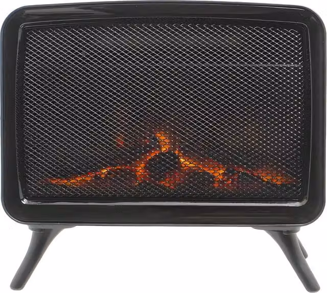 Caminetto Elettrico DCG con Termostato Regolabile 800/1600W Nero