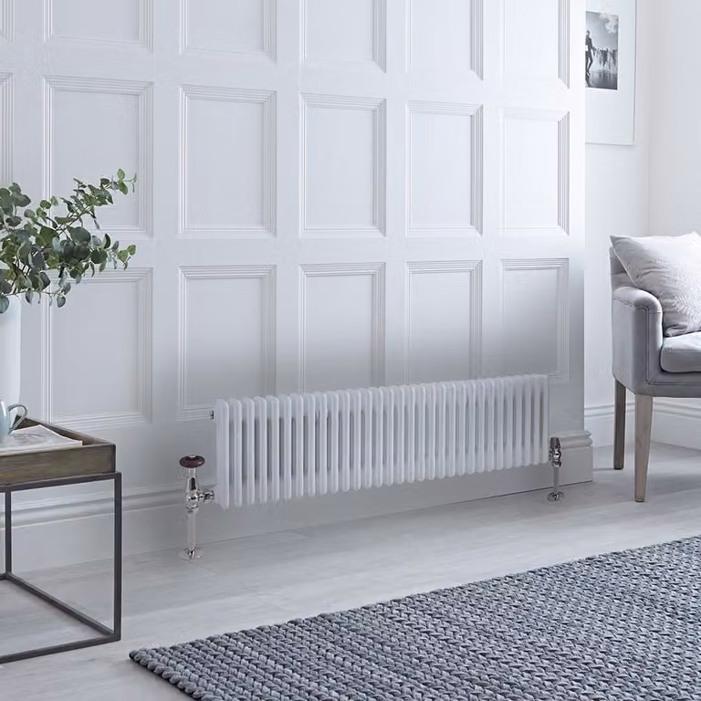 Radiatore Orizzontale Tradizionale Triplo a Colonna Bianco 300x1415mm - Alta Resa - Stile Classico - Regent