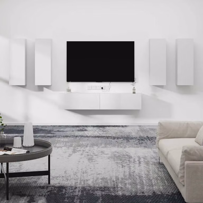 vidaXL Set di Mobili Porta TV 6 pz Bianco in Legno e MDF per Soggiorno L: 80 cm, P: 30 cm, H: 30 cm