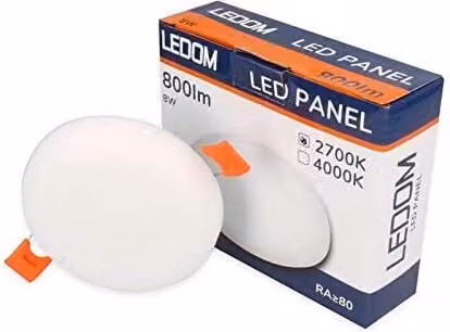 1 pezzo LEDOM Pannello di illuminazione LED senza cornice spot da incasso 8W, diametro 90mm 800lm, 2700K bianco caldo plafoniera rotonda
