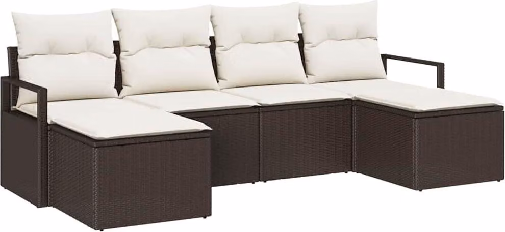 Set di divani 6 pcs Marrone polyrattan