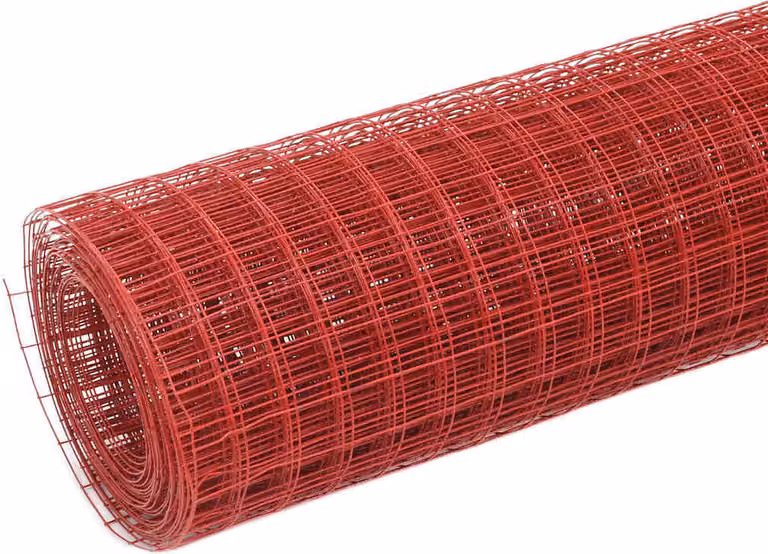 Recinzione in Rete per Pollaio in Acciaio e PVC 25x1 m Rossa