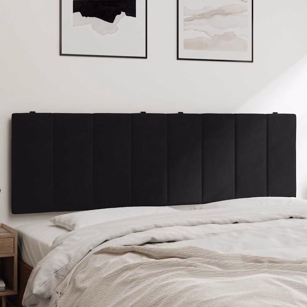 vidaXL Cuscino Testiera Hanko in Velluto Nero, L: 160 cm