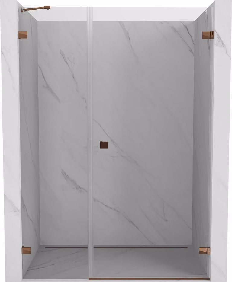 Mexen Lunar-B Porta Doccia Battente Destra 125 cm, Trasparente, Oro Rosa - 832S-125-050-60-00-P