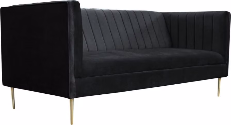 Dreisitzer Schwarz Couchen Polster Sofa Sofas Textil Stoff Wohnzimmer Design