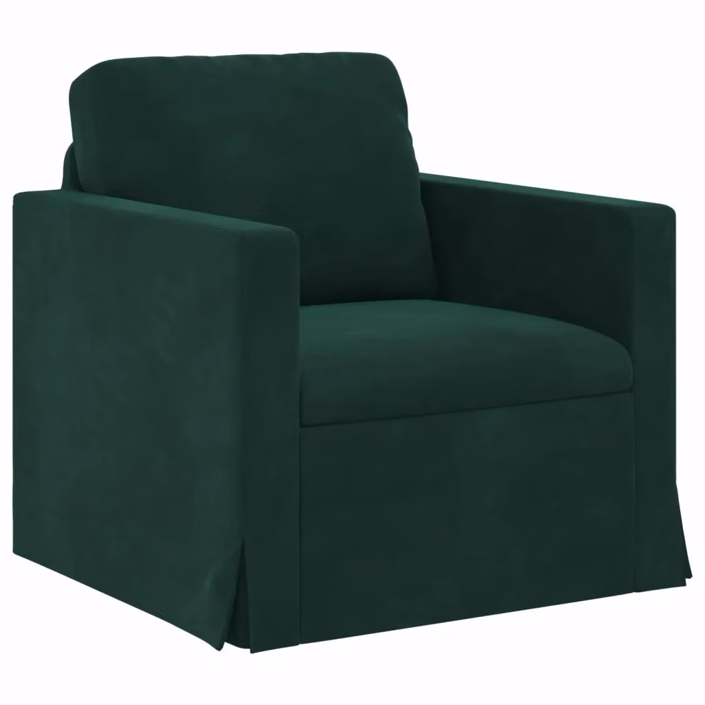 vidaXL Divano Moderno in Velluto Verde con Struttura in Metallo L: 78 cm, P: 78 cm, H: 80 cm – 2