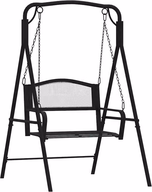 Panca da Giardino | Dondolo 124 cm in Acciaio Nero