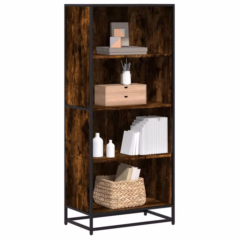 Libreria stile industrial vidaXL in legno e metallo, colore marrone, L: 60 cm, P: 35 cm, H: 139 cm