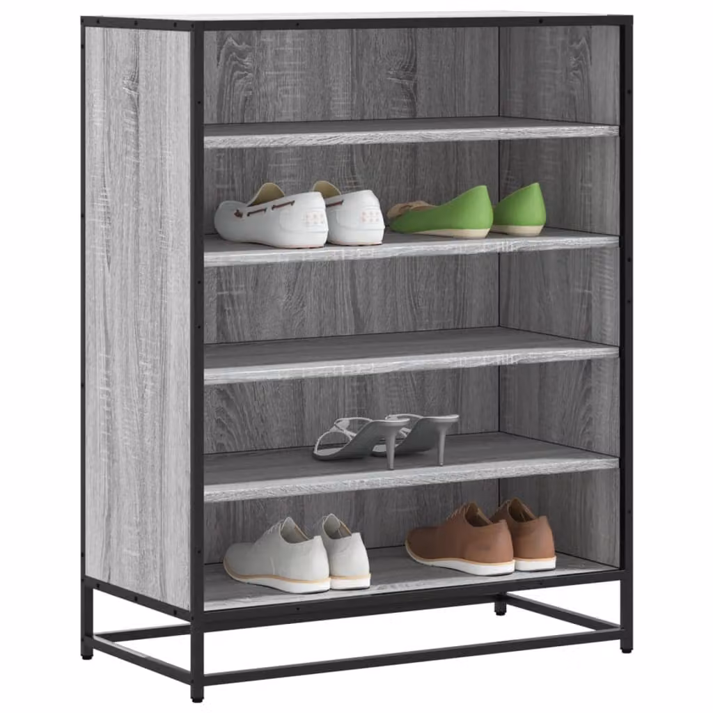Scarpiera moderna vidaXL in legno e metallo, colore grigio, L 75 cm x P 38 cm x H 97,5 cm