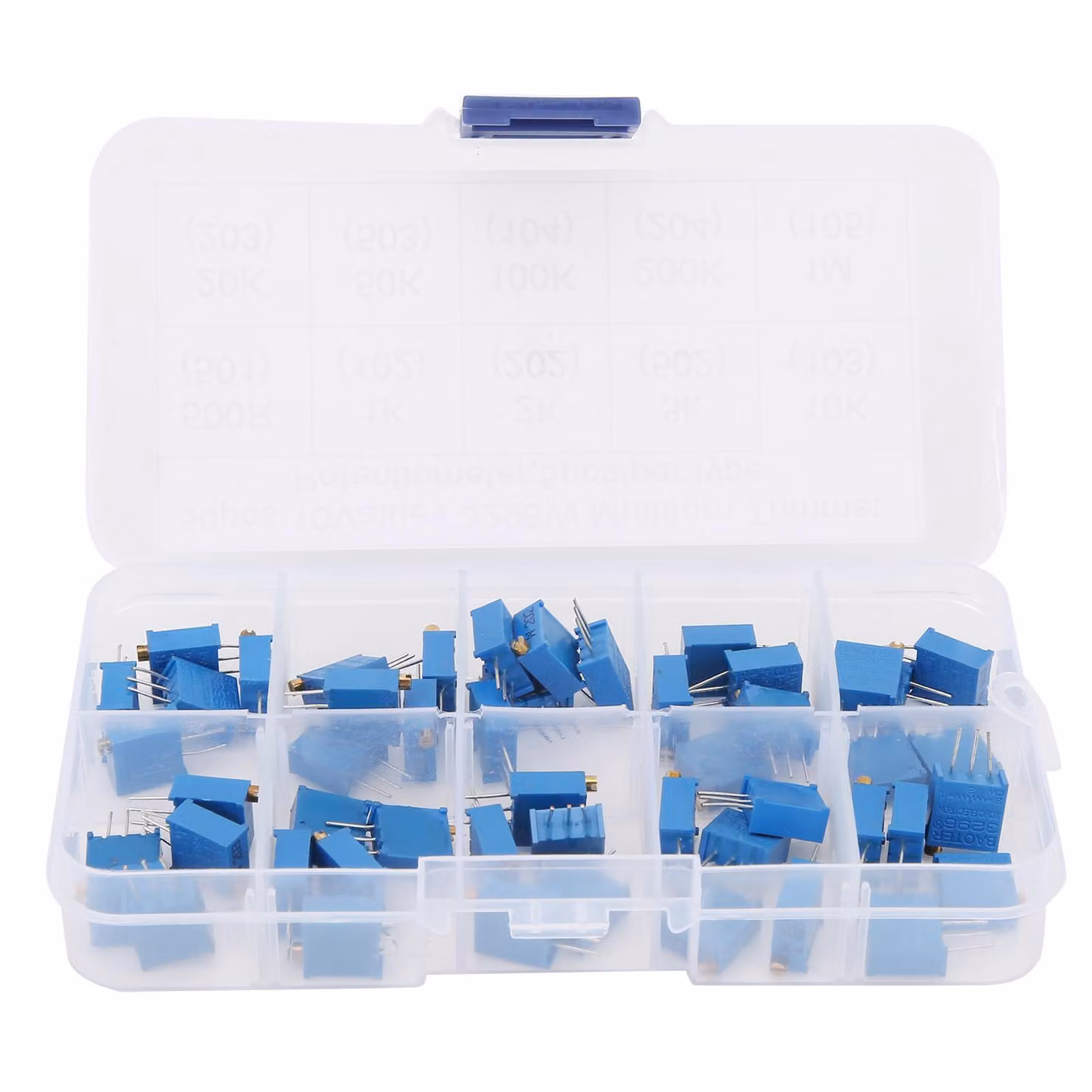 50 pezzi resistenza variabile 10 valori 3296 W resistenza variabile potenziometro di regolazione multigiro 100Ω1MΩ