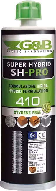 Set di 12 pezzi di ancorante chimico Super Hybrid G&B da 410 ml per pistola professionale, MS Polymer, senza solventi, multicolore